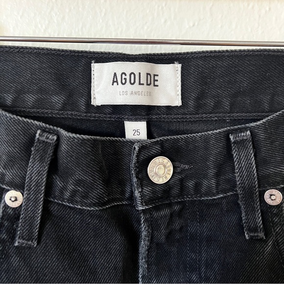 AGOLDE Cherie High Rise Straight Jeans Distortion Black Distressed - Picture 4 of 10